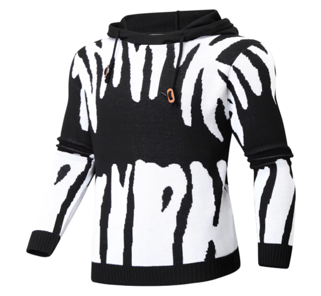 Mens Fashionable Casual Knitted Hoodie