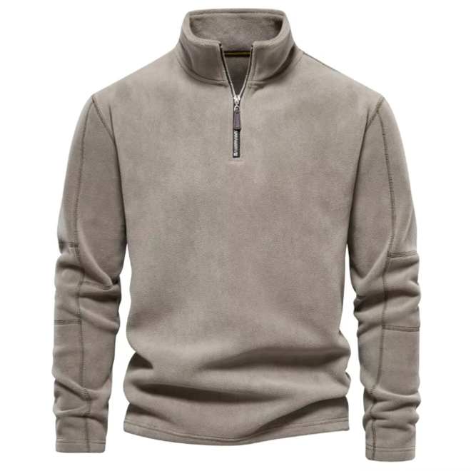 Mens Autumn Stand Up Collar One Third Zip Long Sleeved Sweatshirt