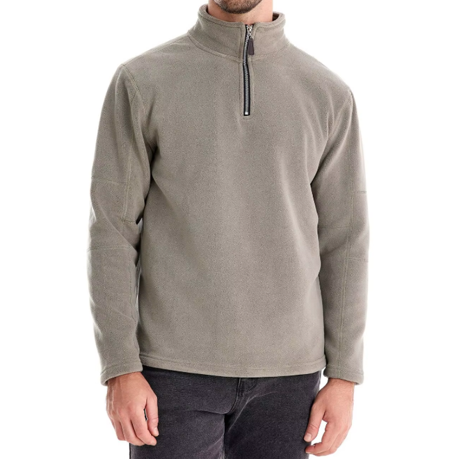 Mens Autumn Stand Up Collar One Third Zip Long Sleeved Sweatshirt