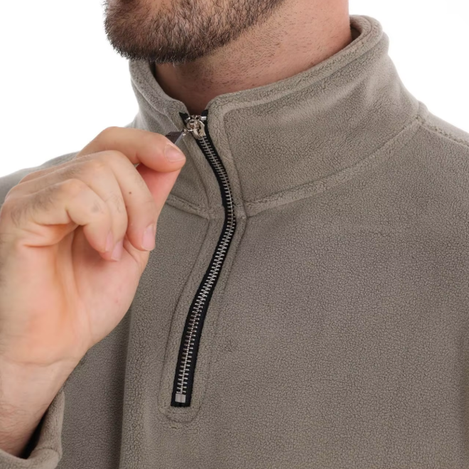 Mens Autumn Stand Up Collar One Third Zip Long Sleeved Sweatshirt