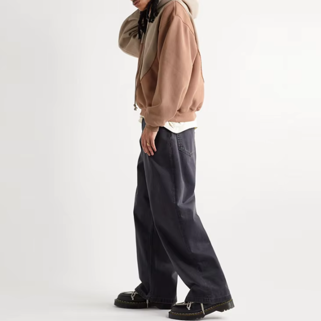 Mens Heavyweight Wave Panelled Relax Fit Hoodie