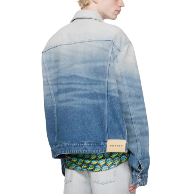 Organic Cotton Faded Pleated Denim Jacket