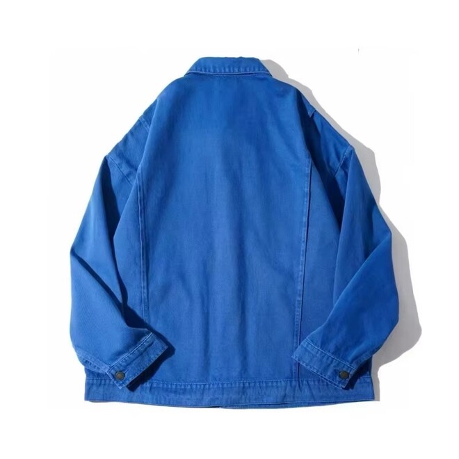 Mens Classic Blue Denim Jacket with Lapel Button