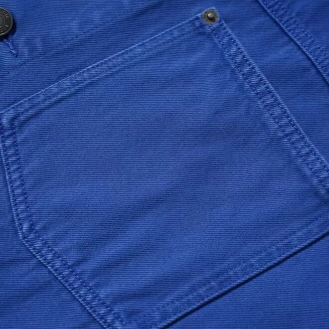 Mens Classic Blue Denim Jacket with Lapel Button