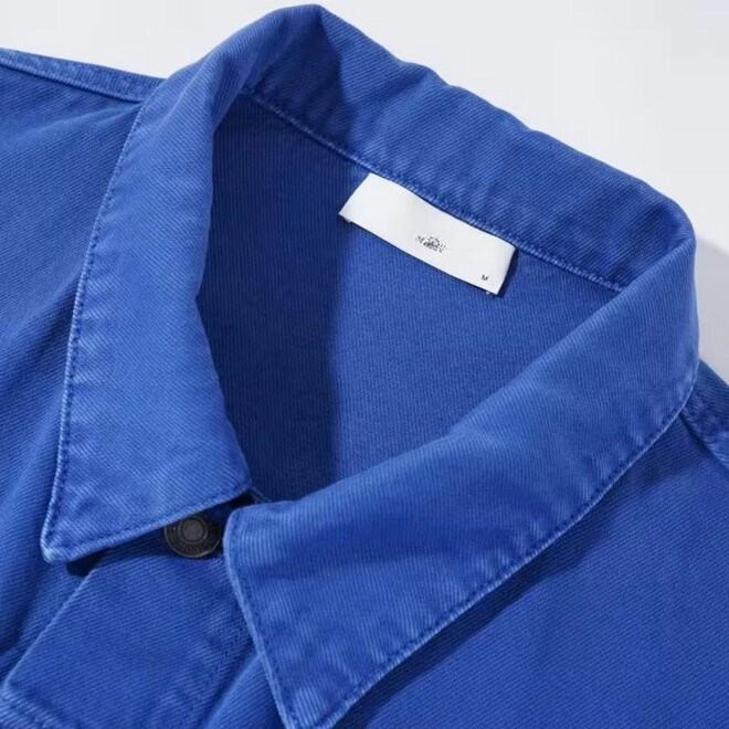 Mens Classic Blue Denim Jacket with Lapel Button