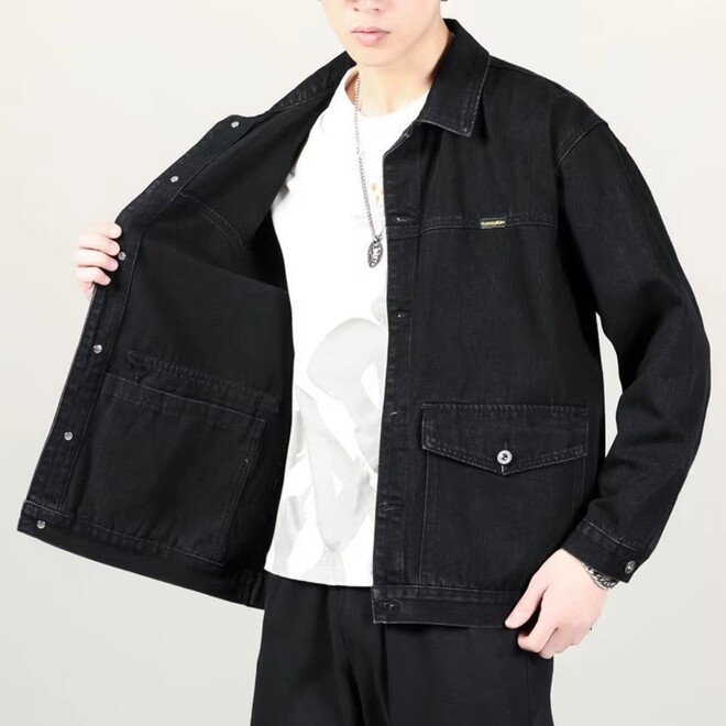 Mens Baggy Multi Pocket Denim Jacket
