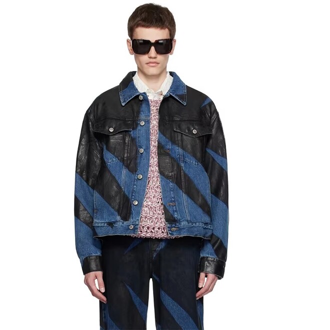 Contrast Color Button up Denim Jacket for Men