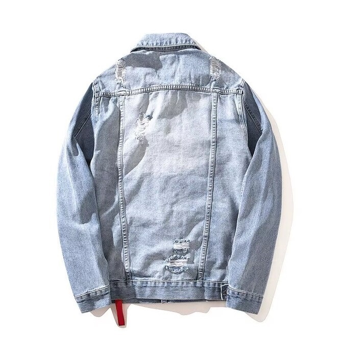 Autumn Mens Plain Distressed Denim Jacket