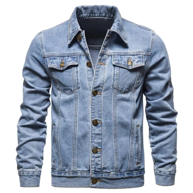 Wholesale 3 Pcs of Single Breasted Mens Slim Fit Denim Jackets