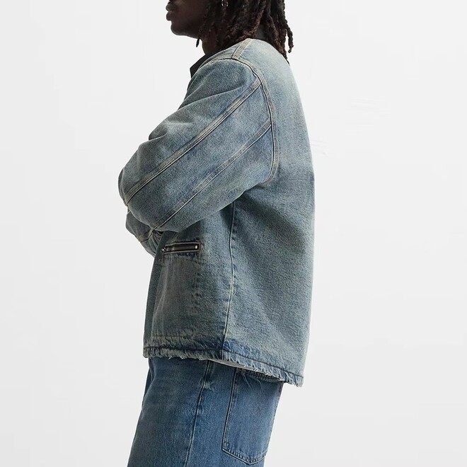 Contrast Color Cropped Denim Jacket