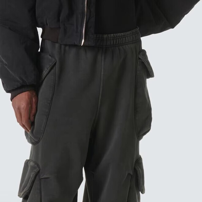 Thickening Waist Wide Leg Drawstring Fleece Sweatpants for Men