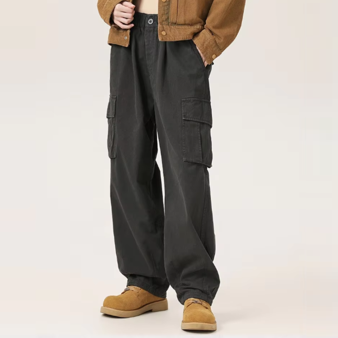Wholesale 2 Prs of Comfortable Breathable Pure Cotton Mens Cargo Pants