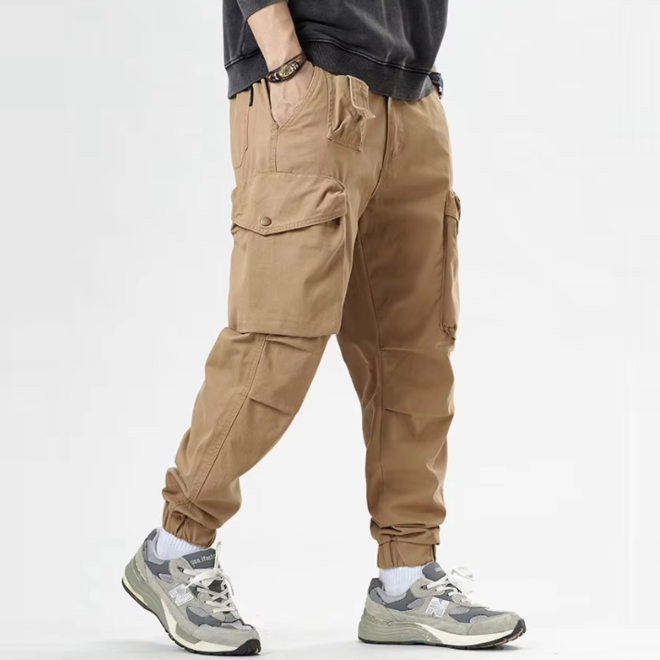 Mens Pure Cotton Casual Multi Pocket Jogger Cargo Pants
