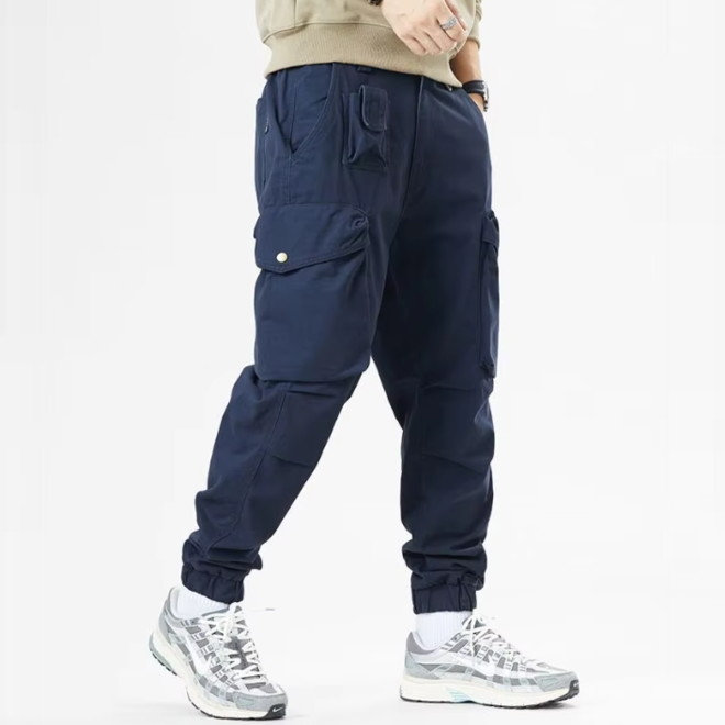 Mens Pure Cotton Casual Multi Pocket Jogger Cargo Pants