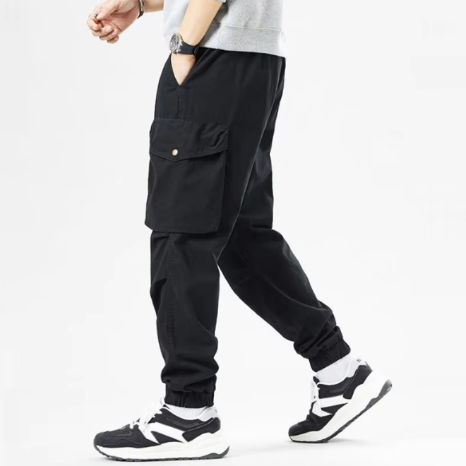 Mens Pure Cotton Casual Multi Pocket Jogger Cargo Pants