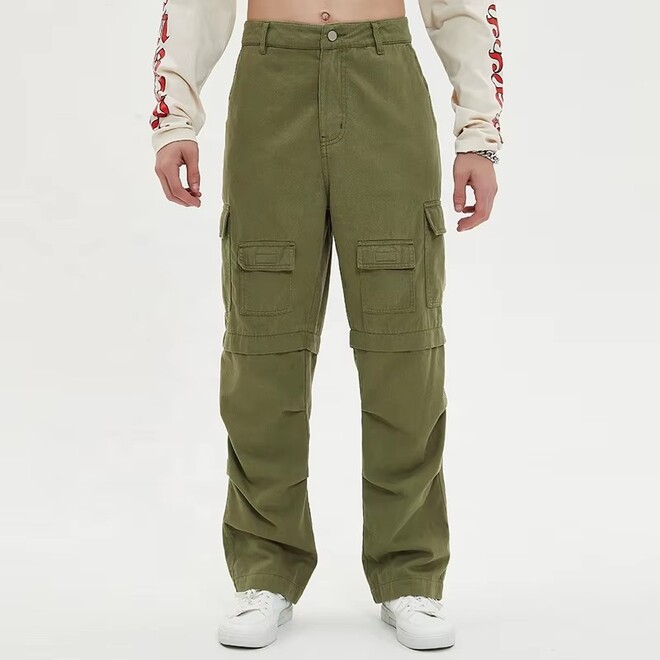 Retro Twill Cotton Streetwear Cargo Pants for Men