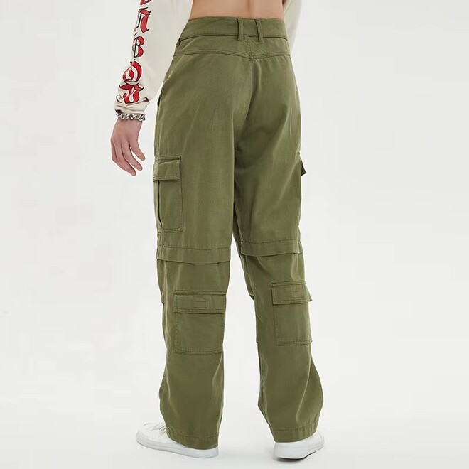 Retro Twill Cotton Streetwear Cargo Pants for Men