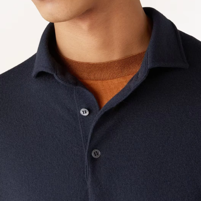 Casual Style Turn Down Collar Knitted Polo Shirt for Men