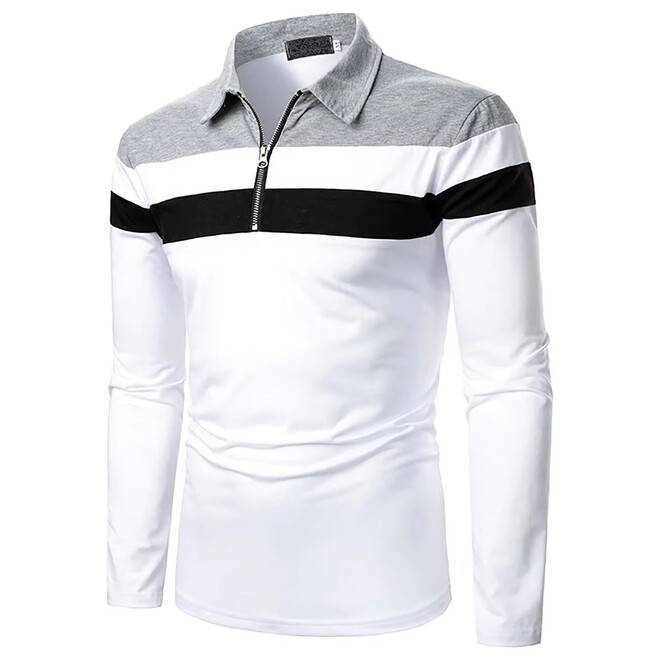 Mens Long Sleeve Zipper Polo Shirt