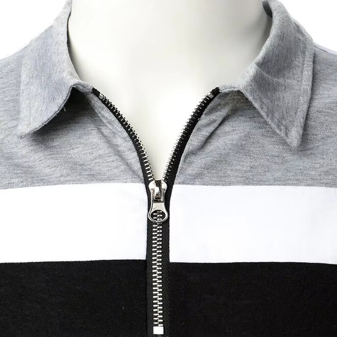 Mens Long Sleeve Zipper Polo Shirt