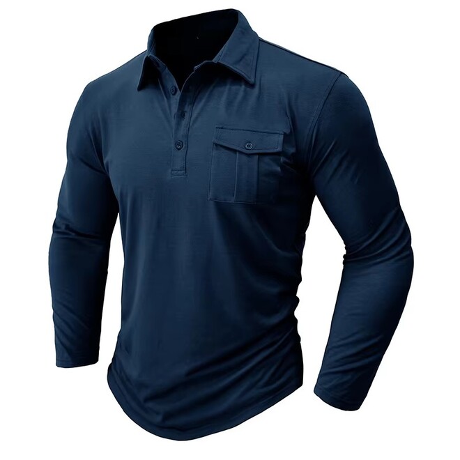 Cotton Long Sleeve Polo Shirt for Men