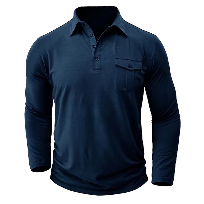 Cotton Long Sleeve Polo Shirt for Men