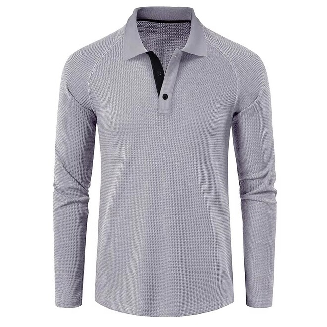 Mens Autumn Retro Fashionable Long Sleeved Polo T Shirts