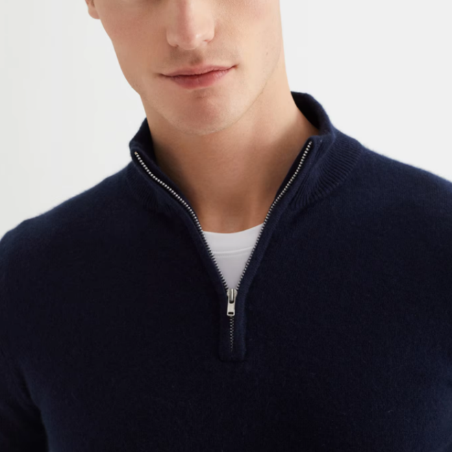Half Zip Stand Collar Knitted Cashmere Polo Shirts