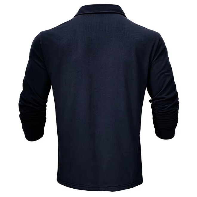 Mens Casual Cotton Long Sleeved Polo Shirt