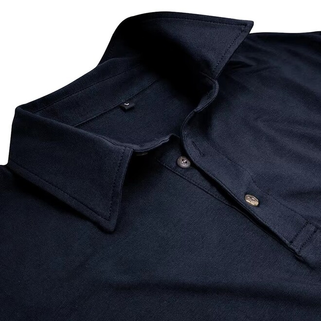 Mens Casual Cotton Long Sleeved Polo Shirt