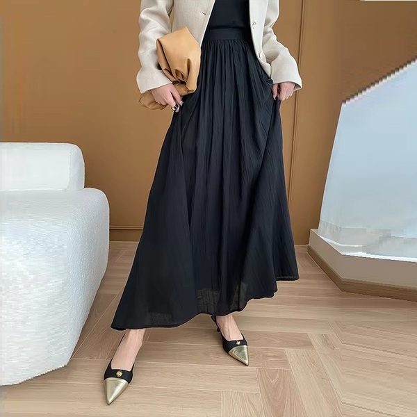 Fashion Temperament Wrinkled Solid Color Womens Dress
