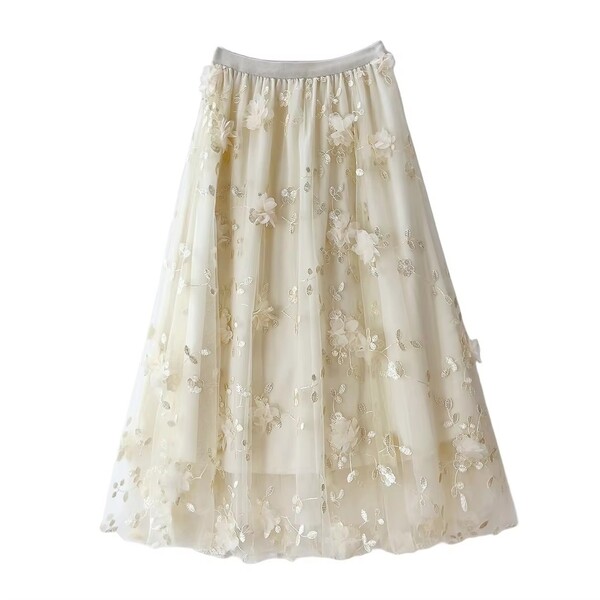 Wholesale 3 Pcs of Floral Embellished Embroidery Design Mesh Half Bodycon Dresses