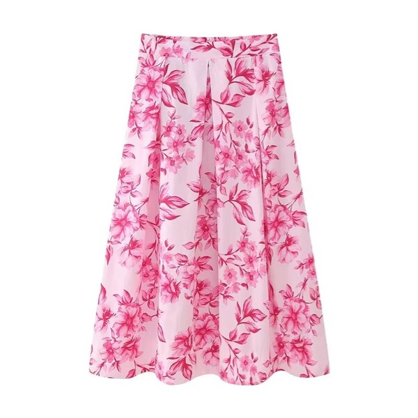 High Waisted A line Printed Skirt