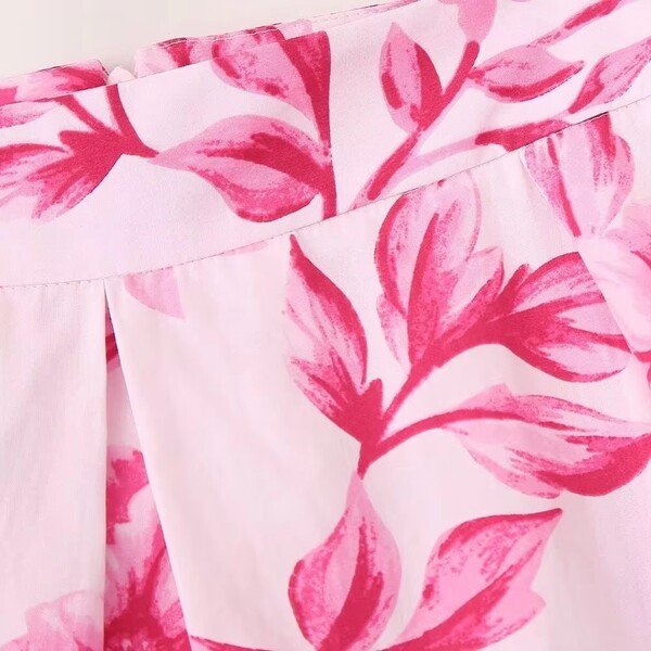 High Waisted A line Printed Skirt