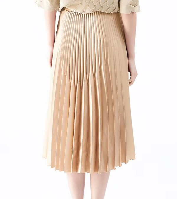 Womens Temperament High Waist Pleated Skirt